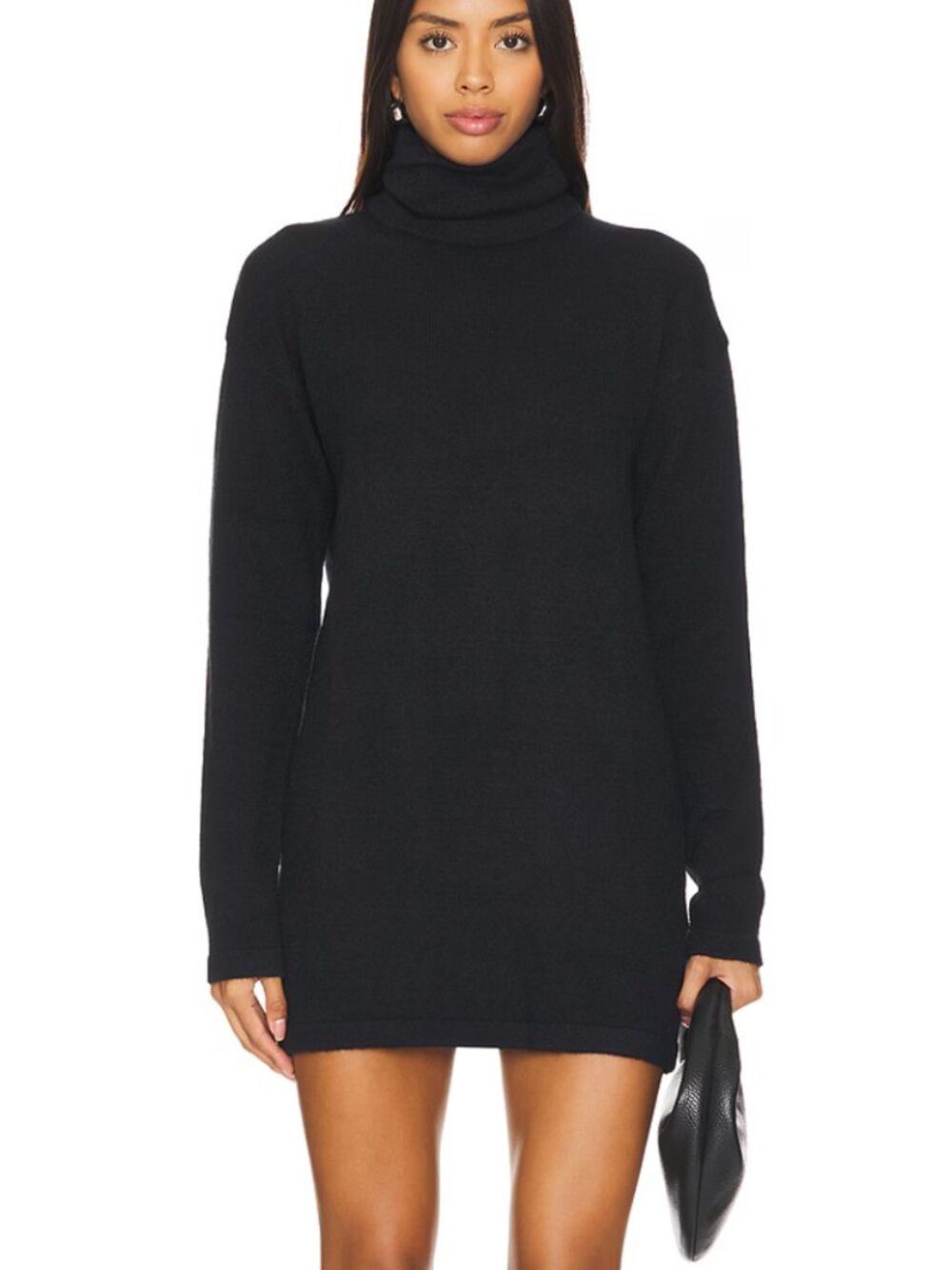 NEW ALL THE WAYS Meryl Sweater Mini Dress in Black Knit Long Sleeve Turtleneck